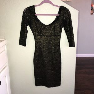 Mini dusted gold dress